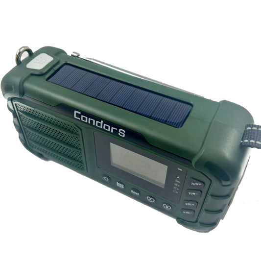 10,000mAh Digital Emergency Weather Radio with Solar, Hand Crank, 3AA Battery Backup, AM/FM/NOAA, Phone Charger, Multi-Mode Flashlight, LCD Clock, and SOS Alarm