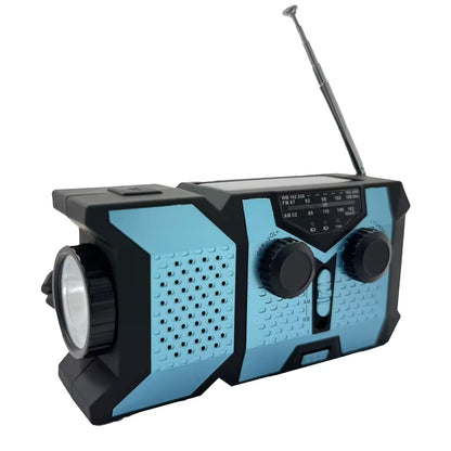 Portable Emergency Weather Radio with 2000mAh Phone Charger, AM/FM/NOAA, High-Efficiency Solar Power, LED Flashlight, SOS Alarm, and Hand Crank Backup