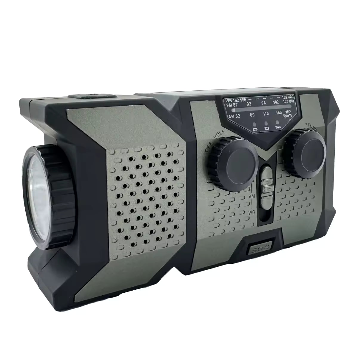 Portable Emergency Weather Radio with 2000mAh Phone Charger, AM/FM/NOAA, High-Efficiency Solar Power, LED Flashlight, SOS Alarm, and Hand Crank Backup