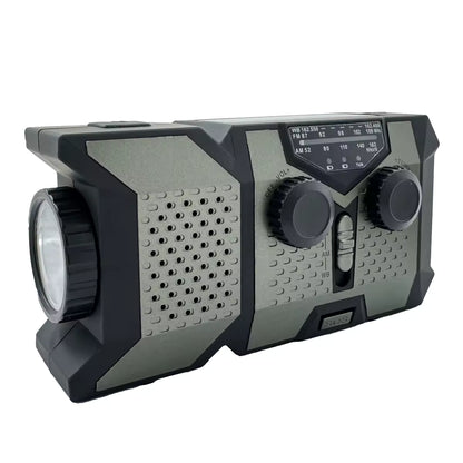Portable Emergency Weather Radio with 2000mAh Phone Charger, AM/FM/NOAA, High-Efficiency Solar Power, LED Flashlight, SOS Alarm, and Hand Crank Backup
