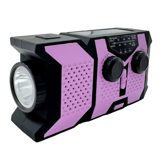 Portable Emergency Weather Radio with 2000mAh Phone Charger, AM/FM/NOAA, High-Efficiency Solar Power, LED Flashlight, SOS Alarm, and Hand Crank Backup