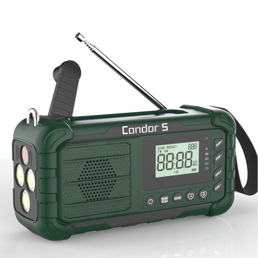 10,000mAh Digital Emergency Weather Radio with Solar, Hand Crank, 3AA Battery Backup, AM/FM/NOAA, Phone Charger, Multi-Mode Flashlight, LCD Clock, and SOS Alarm