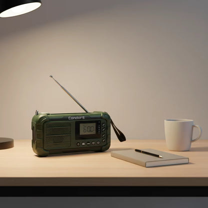 10,000mAh Digital Emergency Weather Radio with Solar, Hand Crank, 3AA Battery Backup, AM/FM/NOAA, Phone Charger, Multi-Mode Flashlight, LCD Clock, and SOS Alarm