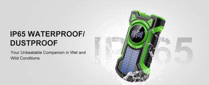 5000mAh IPX5 Emergency Solar Hand Crank Radio with Large Digital LED Display, Bluetooth Speaker, AM/FM/NOAA, USB Phone Charger, SOS Alarm, Reading Light, and Military-Grade Ruggedized Drop-Proof Housing
