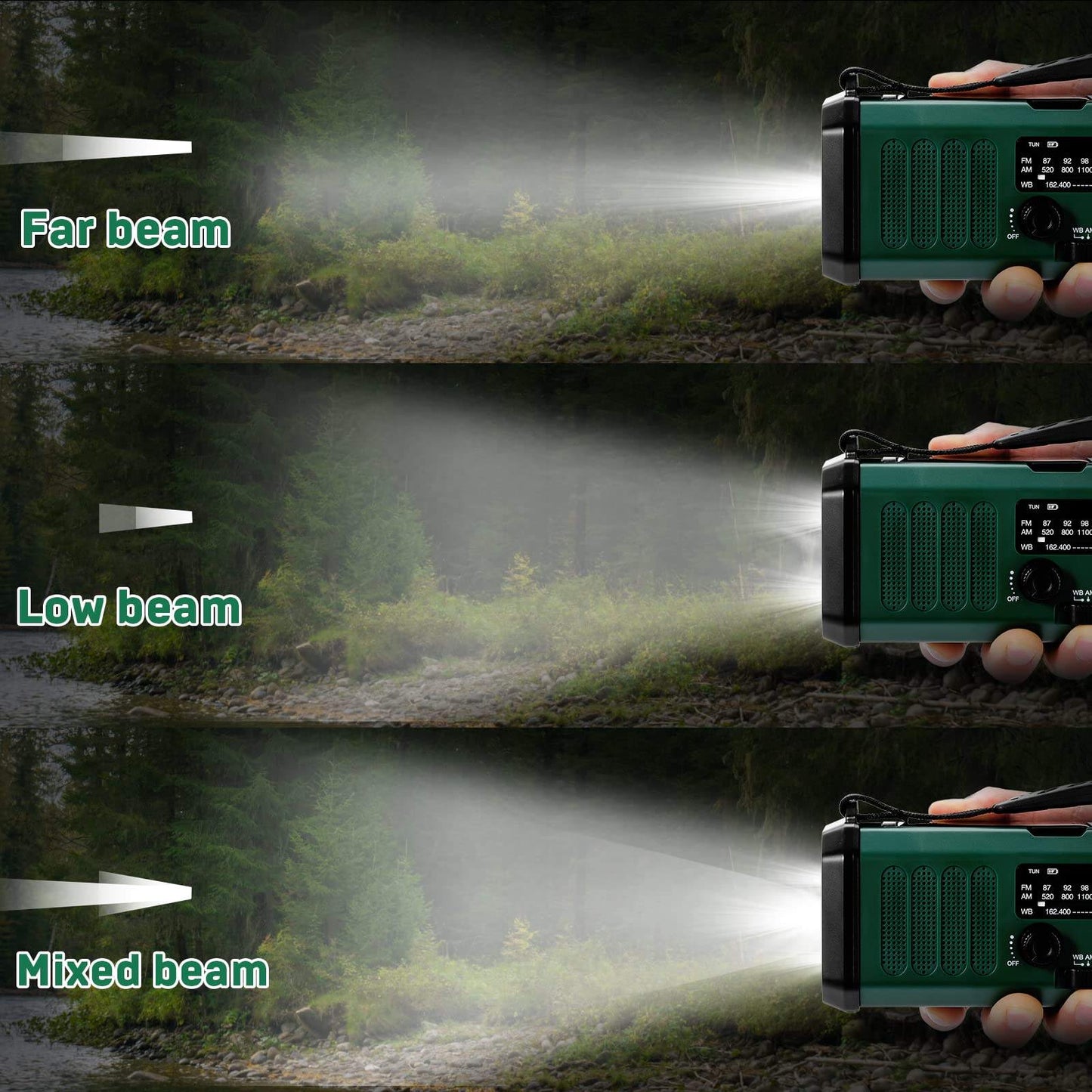 10,000mAh Emergency Weather Radio with Compass Solar, Hand Crank, USB Charging, AM/FM/Shortwave/NOAA Alerts, Flashlight, Reading Light, and Power Bank