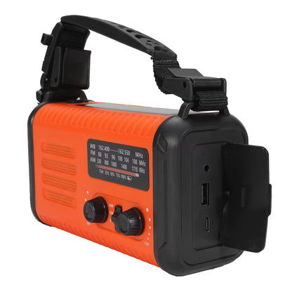20,000mAh Survival Weather Radio with Solar, Hand Crank, NOAA AM/FM Dual Phone Charging, 120dB Alarm, Compass, Fire Starter, and Knife